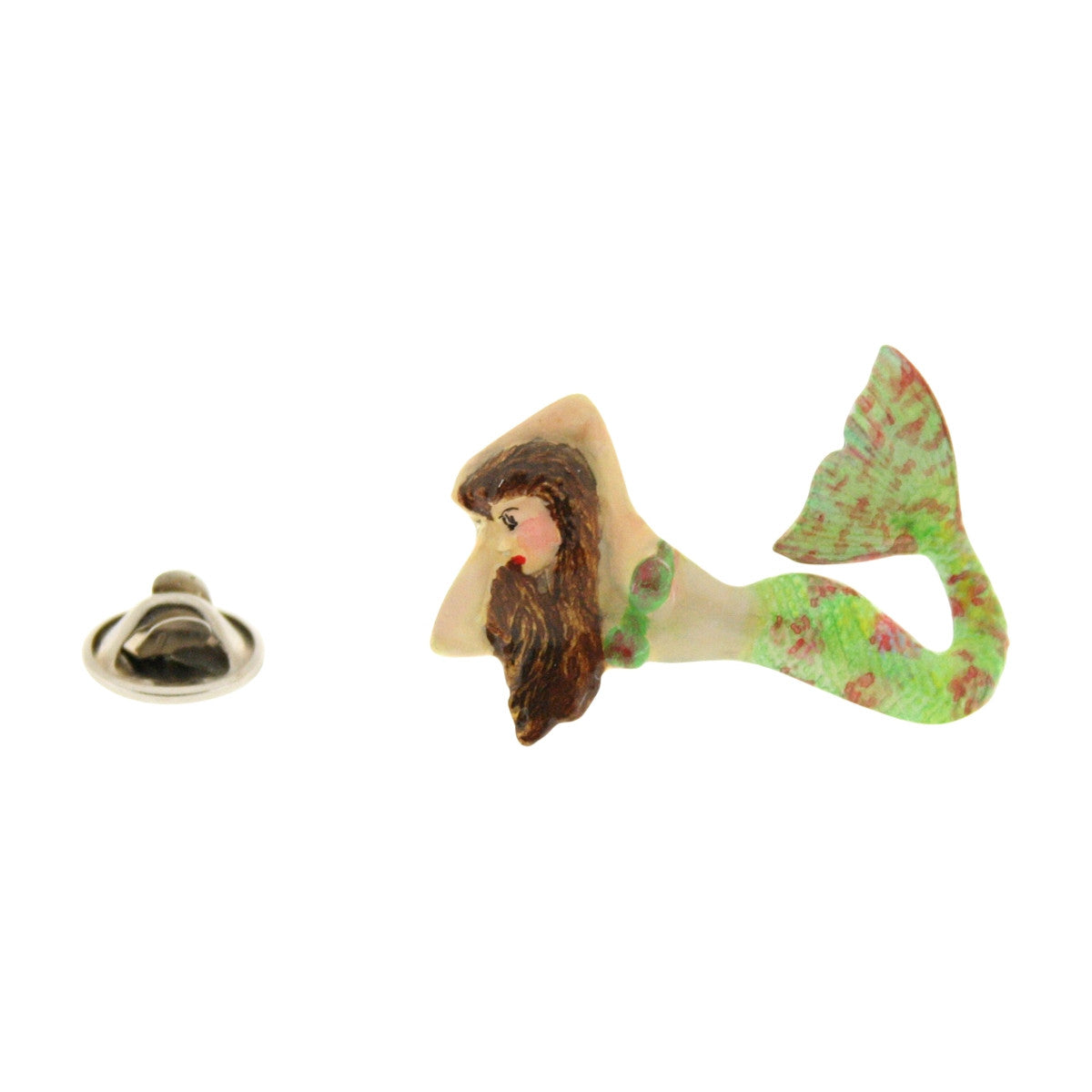 Brunette Mermaid Pin ~ Hand Painted ~ Lapel Pin ~ Sarah's Treats & Treasures
